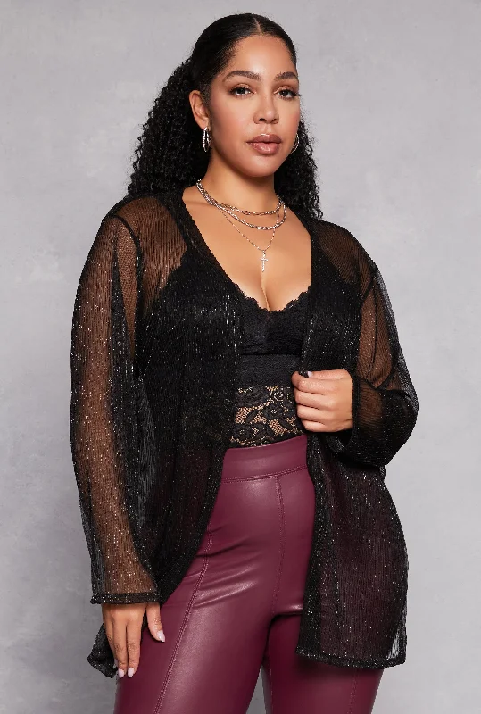 Plus Size Lurex Side Slit Duster