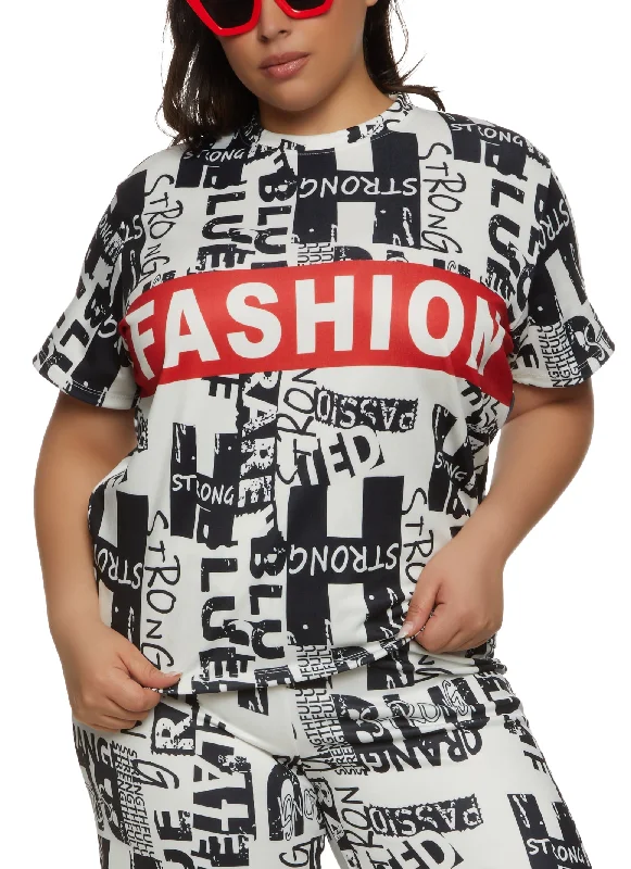 Plus Size Fashion Graphic Print Top