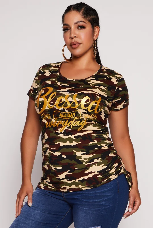 Plus Size Camo Blessed All Day Everyday Graphic Tee