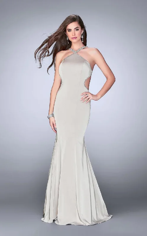 La Femme - 24352 Crystal Beaded Halter Style Prom Dress