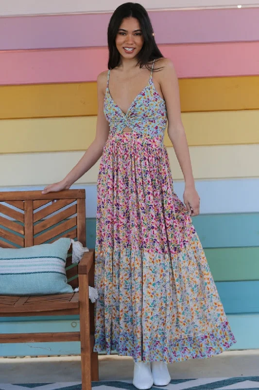 Angie Summer Print Maxi Dress - Multi