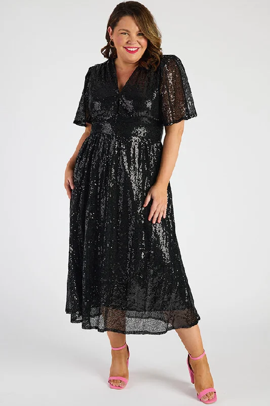 Tamie Black Party Sequins Dress