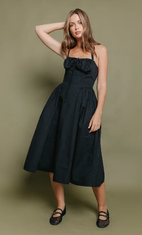 Black Halter Neck Midi Dress