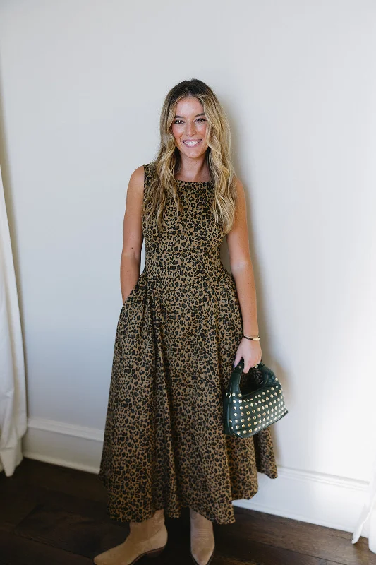 Brett Midi Dress - Leopard