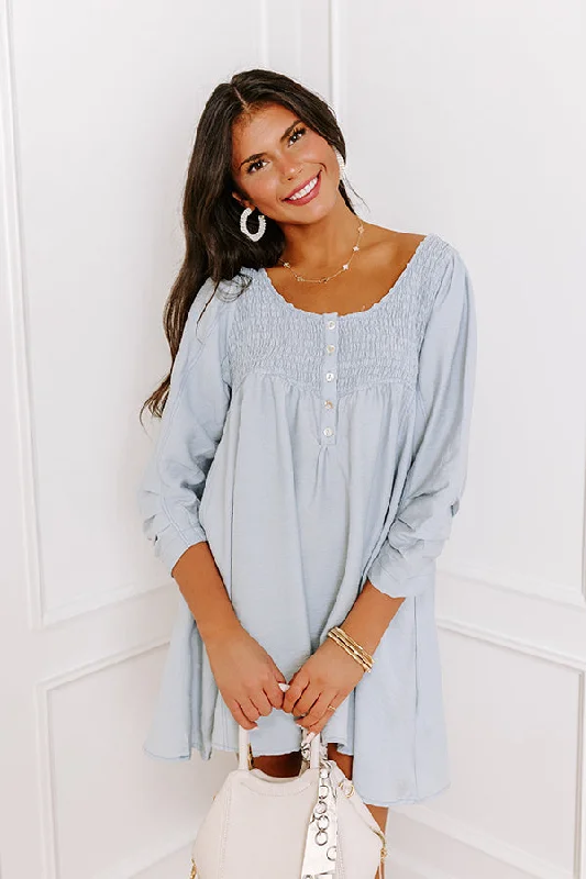 Manhattan Meeting Tunic Dress In Sky Blue