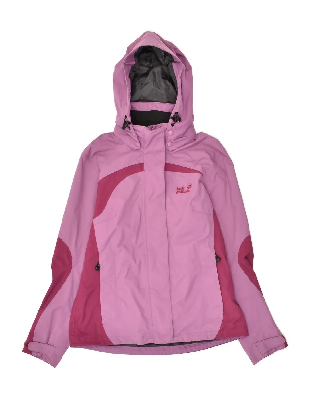 JACK WOLFSKIN Womens Loose Fit Hooded Rain Jacket UK 10 Small Pink