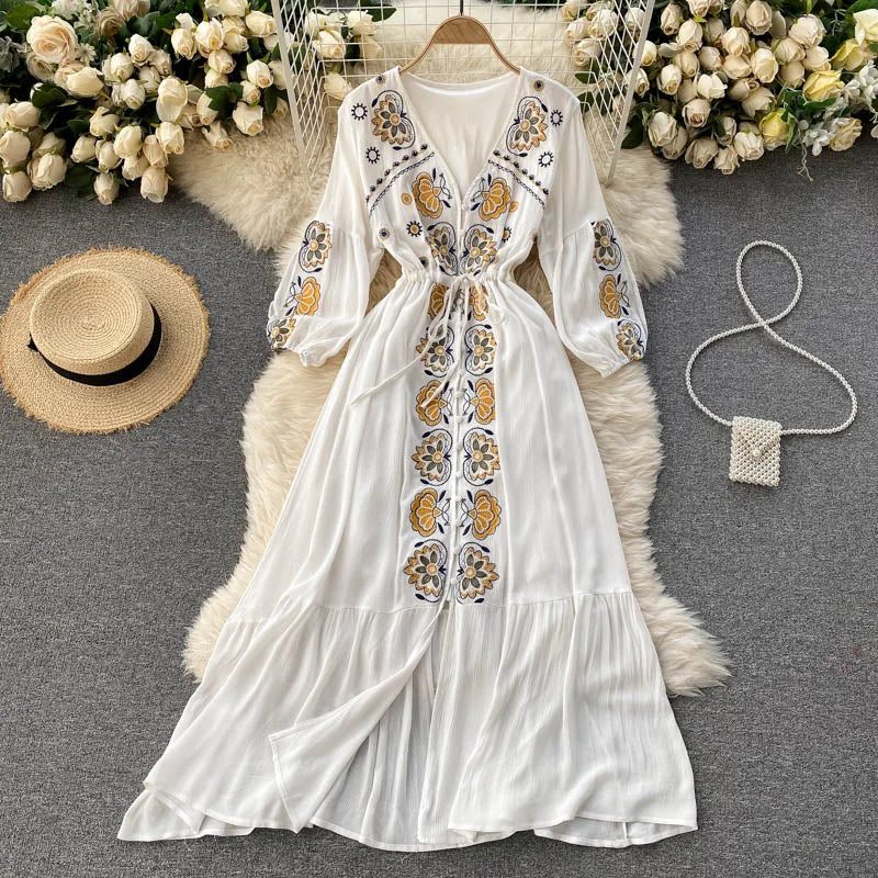 Hippie Bohemian Summer Dress, Tribal Boho Dress For Women