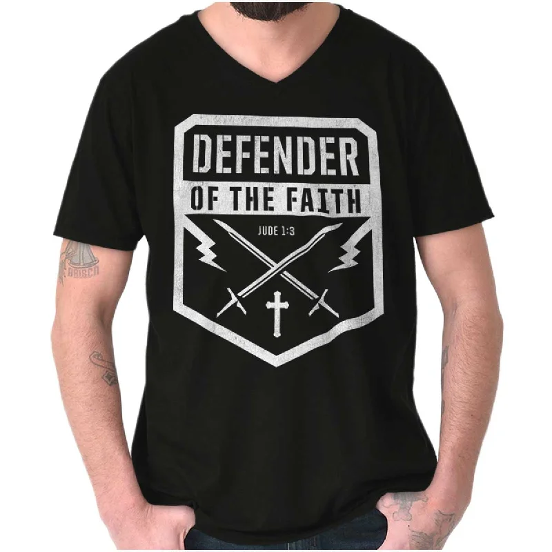 Defender of the Faith V-Neck T Shirt