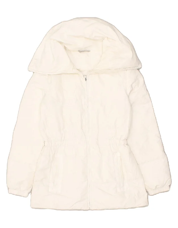 STEFANEL Womens Padded Jacket UK 14 Medium Off White Polyester