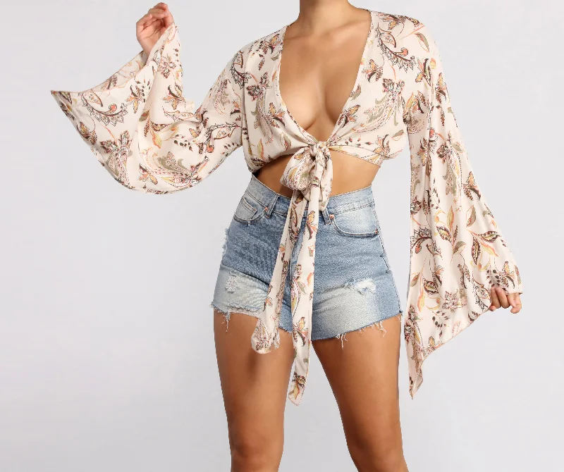 Boho Honey Tie Front Gauze Top