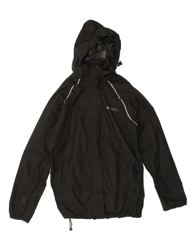 MOUNTAIN WAREHOUSE Womens Hooded Rain Jacket UK 10 Small  Black Nylon