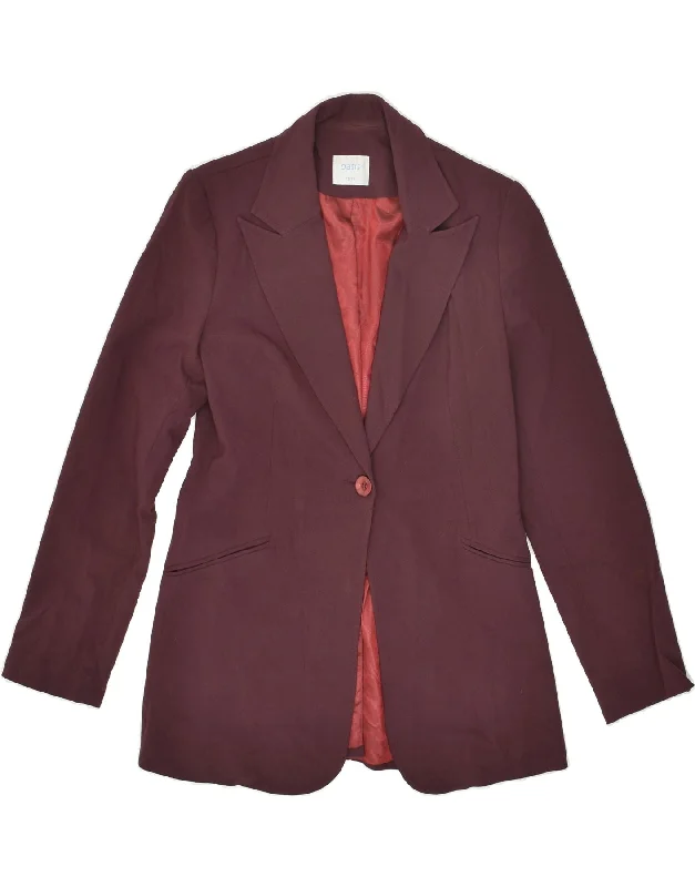 OASIS Womens 1 Button Blazer Jacket UK 12 Medium Maroon Polyester