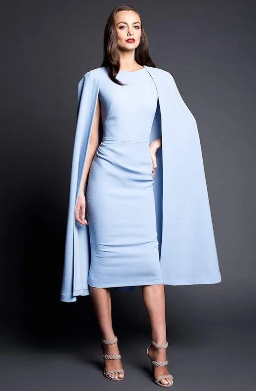 Nicole Bakti - 659 Cape Sleeve Knee Length Sheath Dress