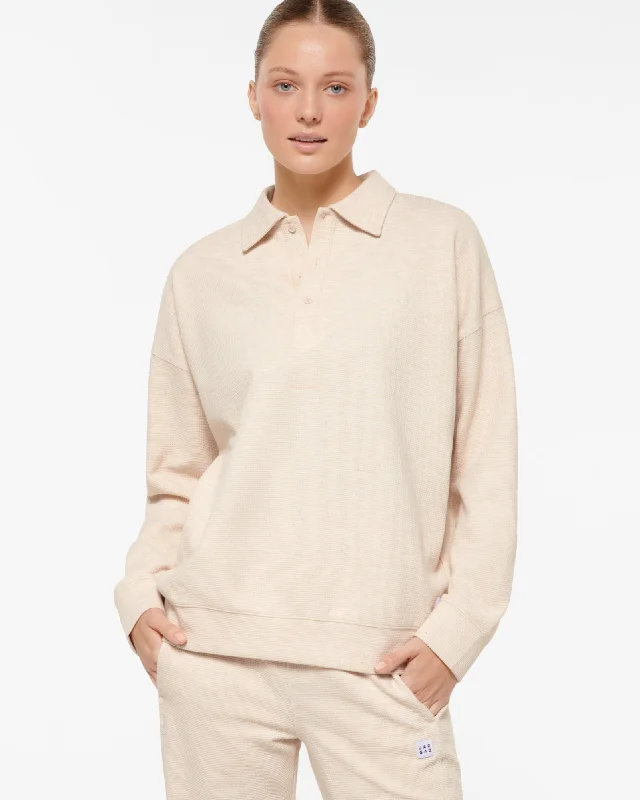 KEPLER SIGNATURE COLLARED WAFFLE SWEATER OATMEAL