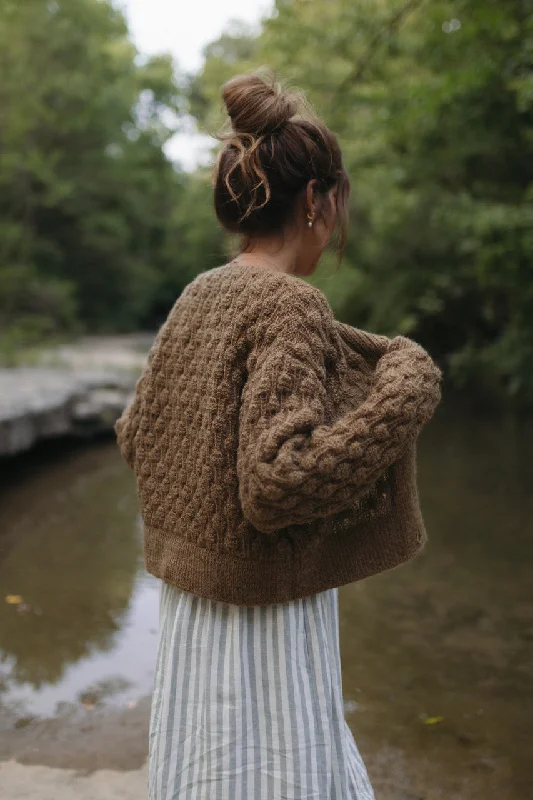 Quinn Wool Cardigan in Light Brown - XS Left