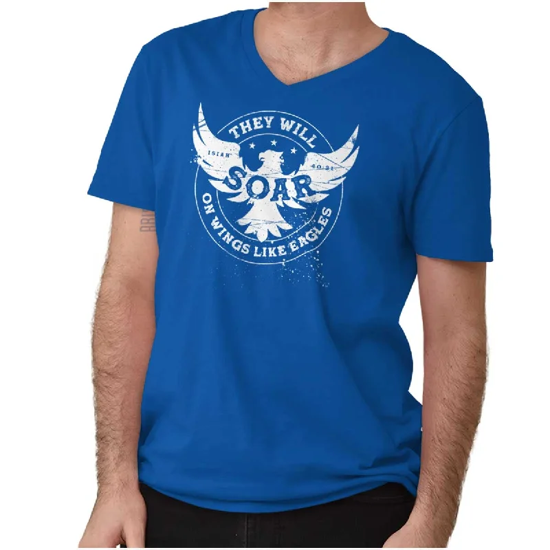 On Eagles Wings V-Neck T Shirt