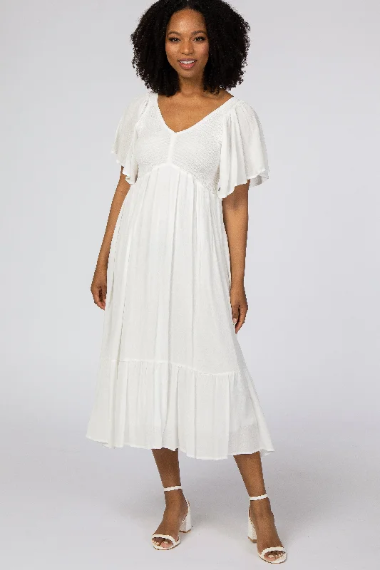 Ivory Smocked Ruffle Dress