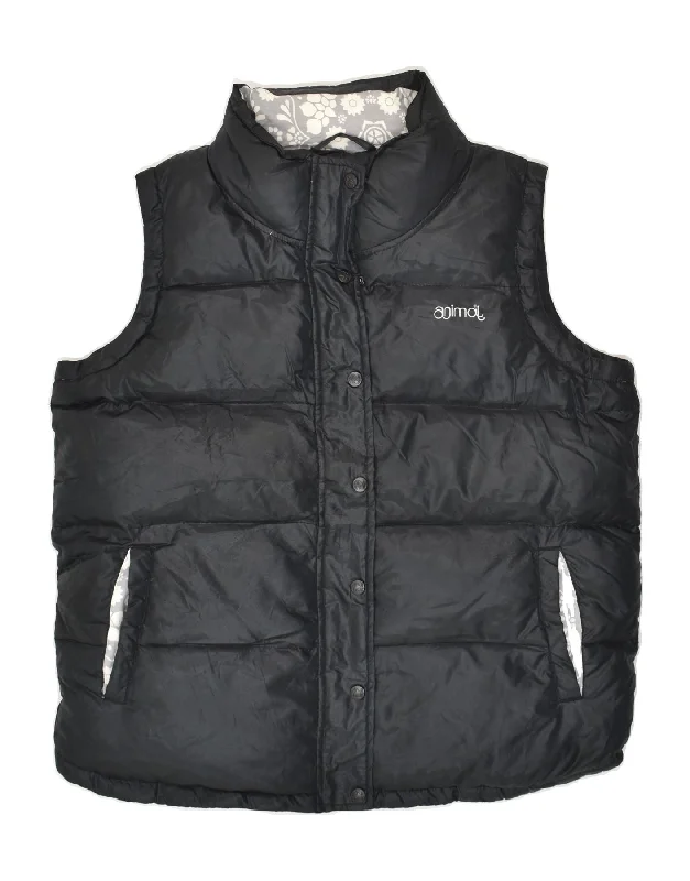 ANIMAL Womens Padded Gilet UK 16 Large Black Polyester