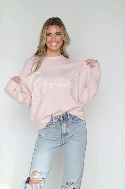 Bride Tinsel Pullover Sweater - Baby Pink