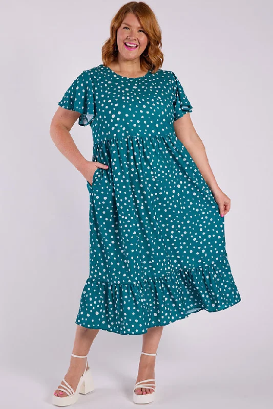 Trinity Teal Spot Dress