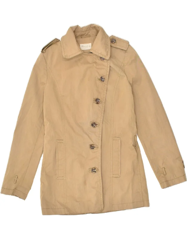 MASSIMO DUTTI Womens Military Jacket UK 12 Medium Beige Cotton