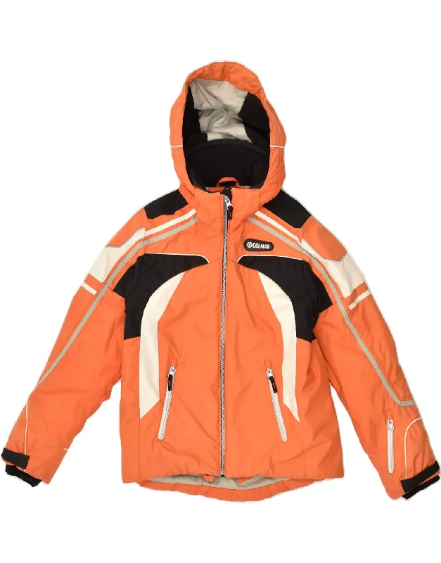 COLMAR Womens Hooded Windbreaker Jacket EU 36 Small Orange Colourblock