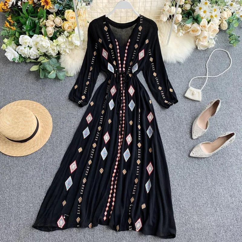 Embroidered Bohemian Retro Dress, Boho Summer Dress