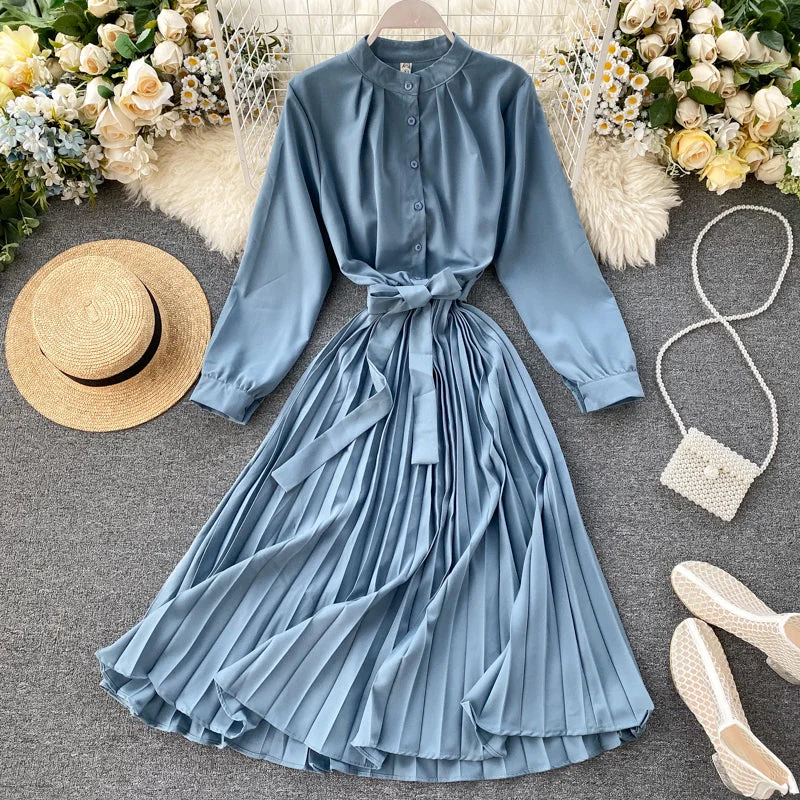 Pleated Shirt Dress, Boho Dress For Women