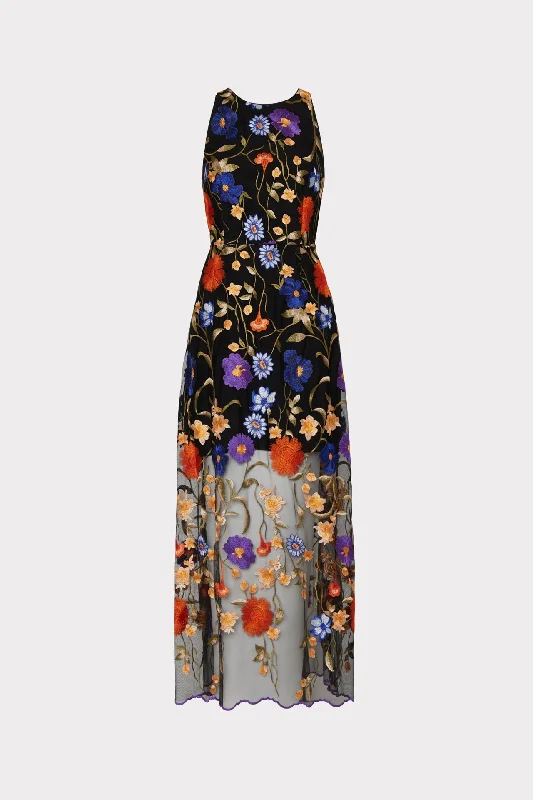 Hannah Fall Foliage Embroidered Dress