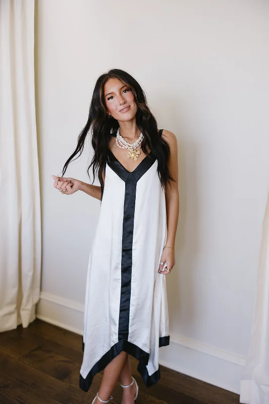 Marva Midi Dress - Ivory/Black