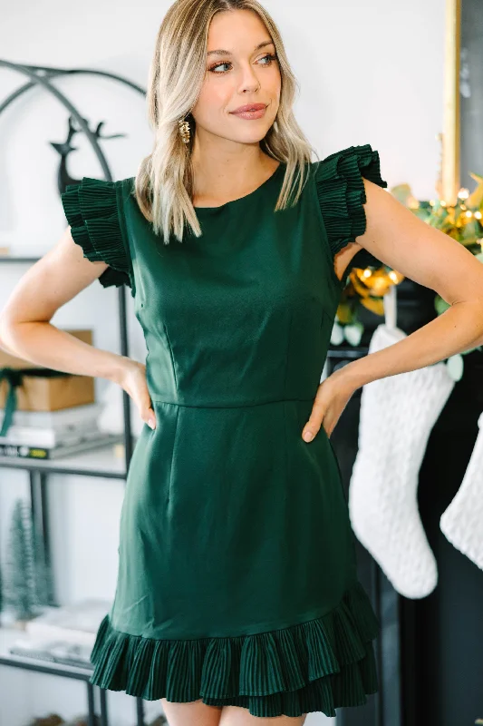 Love You More Hunter Green Ruffled Dress