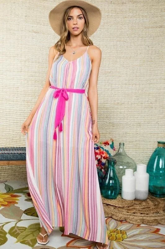 Summer Party Striped Maxi Dress