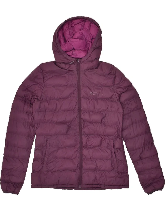 MOUNTAIN WAREHOUSE Womens Hooded Padded Jacket UK 10 Small Purple