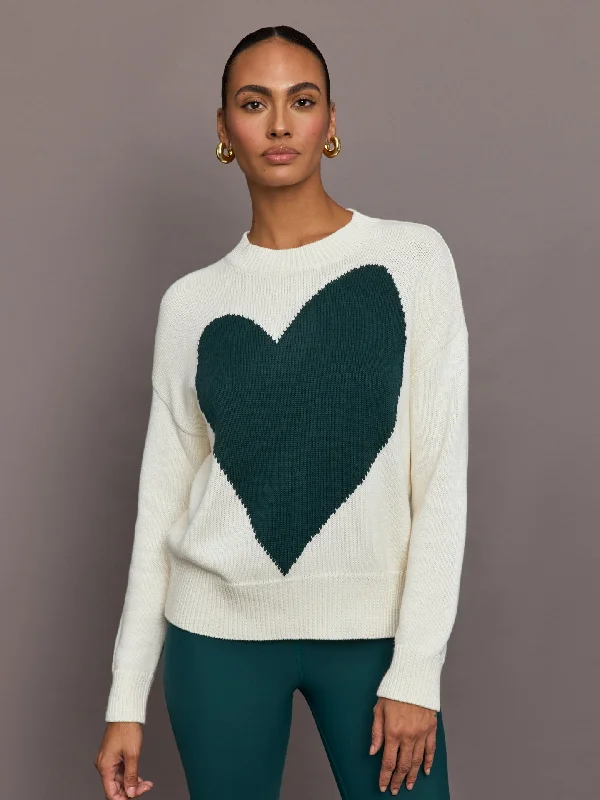 Benton Sweater Imperfect Heart - Off White / Emerald