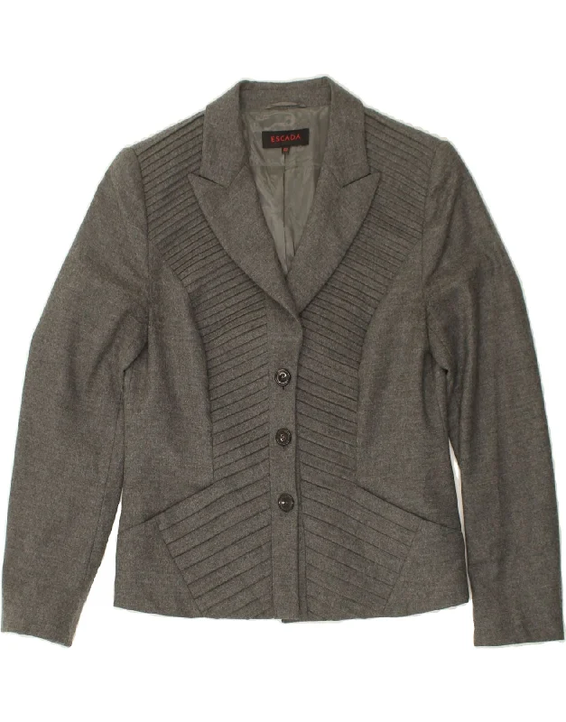 ESCADA Womens 3 Button Blazer Jacket EU 40 Medium Grey Cupro