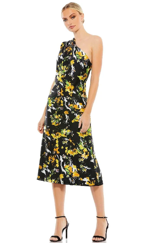 Ieena Duggal 55630 - Floral One Shoulder Cocktail Dress