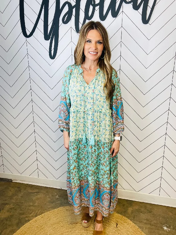 MINT BOHO MAXI  DRESS