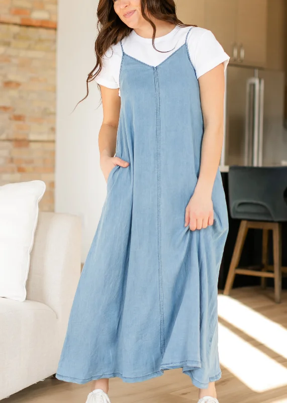 Sleeveless Chambray Maxi Dress