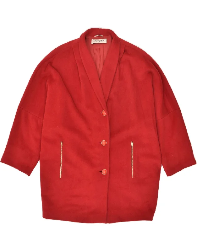 LES COPAINS Womens Oversized Overcoat IT 42 Medium Red Wool