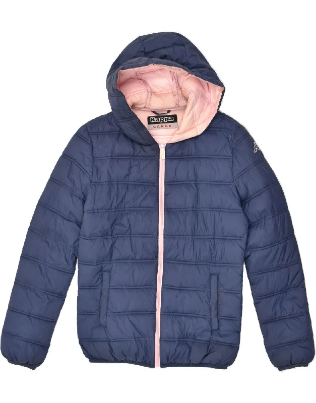 KAPPA Womens Hooded Padded Jacket UK 16 Large Blue Nylon