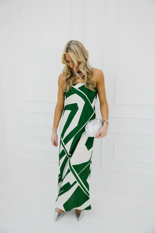 Talia Dress - Cream/Green Combo