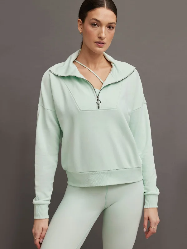 FRENCH TERRY HALF ZIP - CLEARLY AQUA