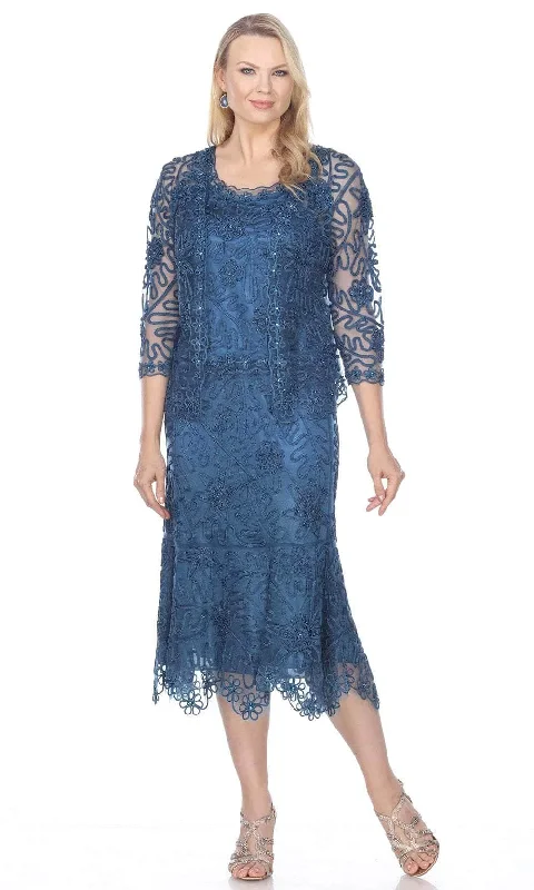 Soulmates 7346 - Soutache 3Pc T-Length Lace Evening Dress Suit