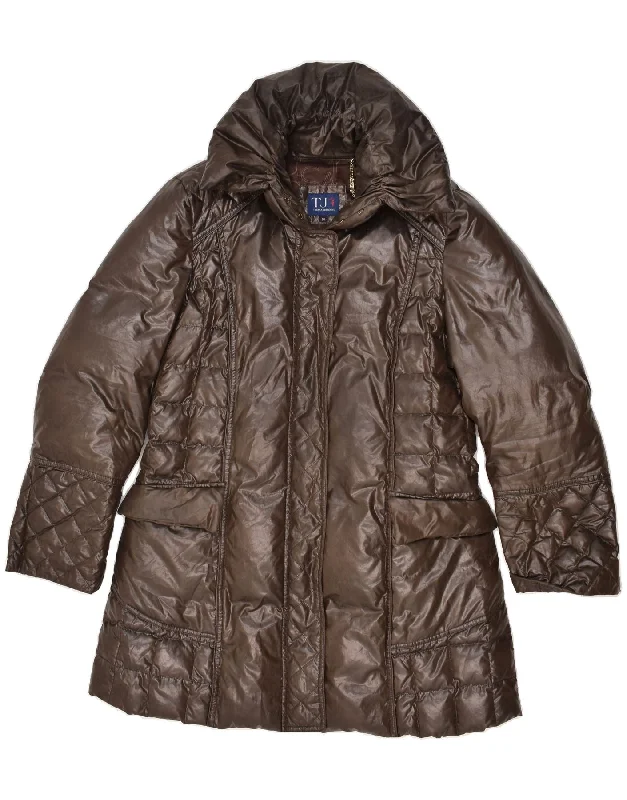 TRUSSARDI Womens Padded Coat IT 50 XL Brown Polyester