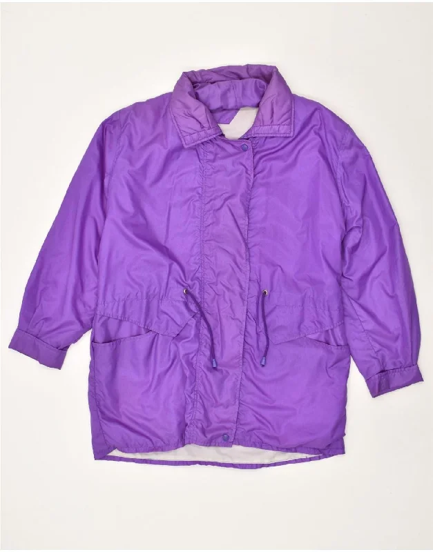 VINTAGE Womens Hooded Rain Jacket UK 14 Medium Purple Polyester