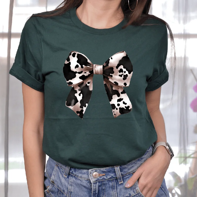 Cow Print Bow Graphic Tee