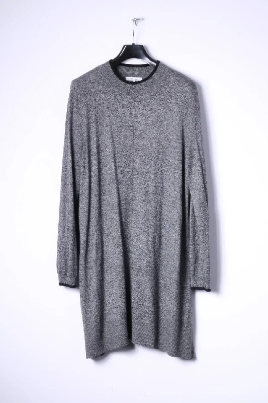 Peacocks Womens 18 46 XXL Long Jumper Grey Nylon Cotton Blend Soft Dress