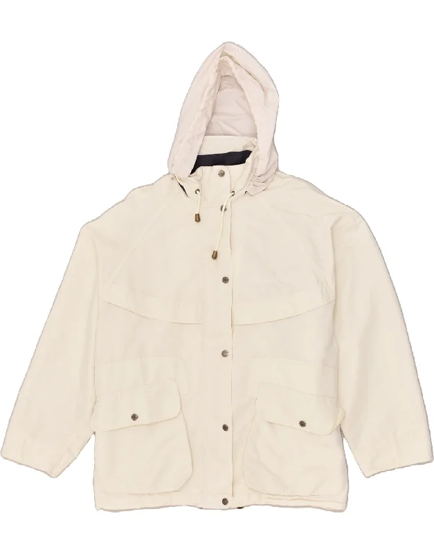 DIADORA Womens Hooded Rain Jacket UK 16 Large Off White