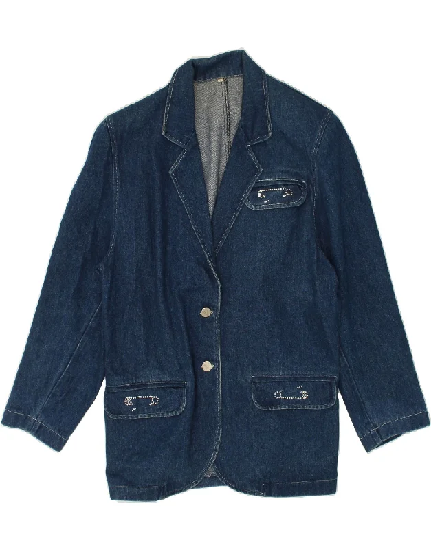 VINTAGE Womens Denim 2 Button Blazer Jacket UK 18 XL Blue