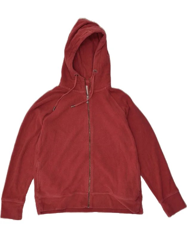 FAT FACE Womens Hooded Fleece Jacket UK 14 Medium Red Cotton